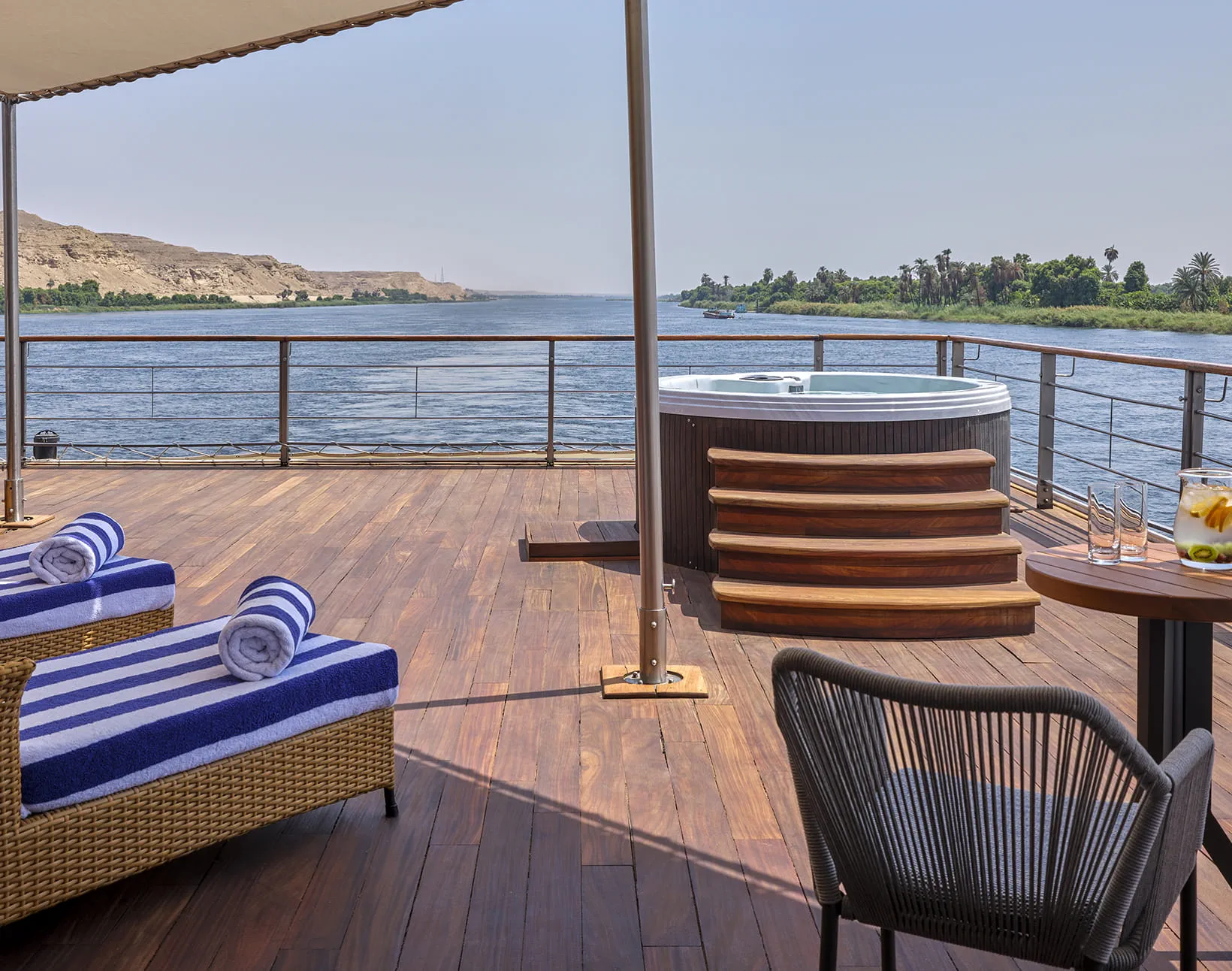 Cabin aboard the The Oberoi Zahra, Luxury Nile Cruiser Nile cruise